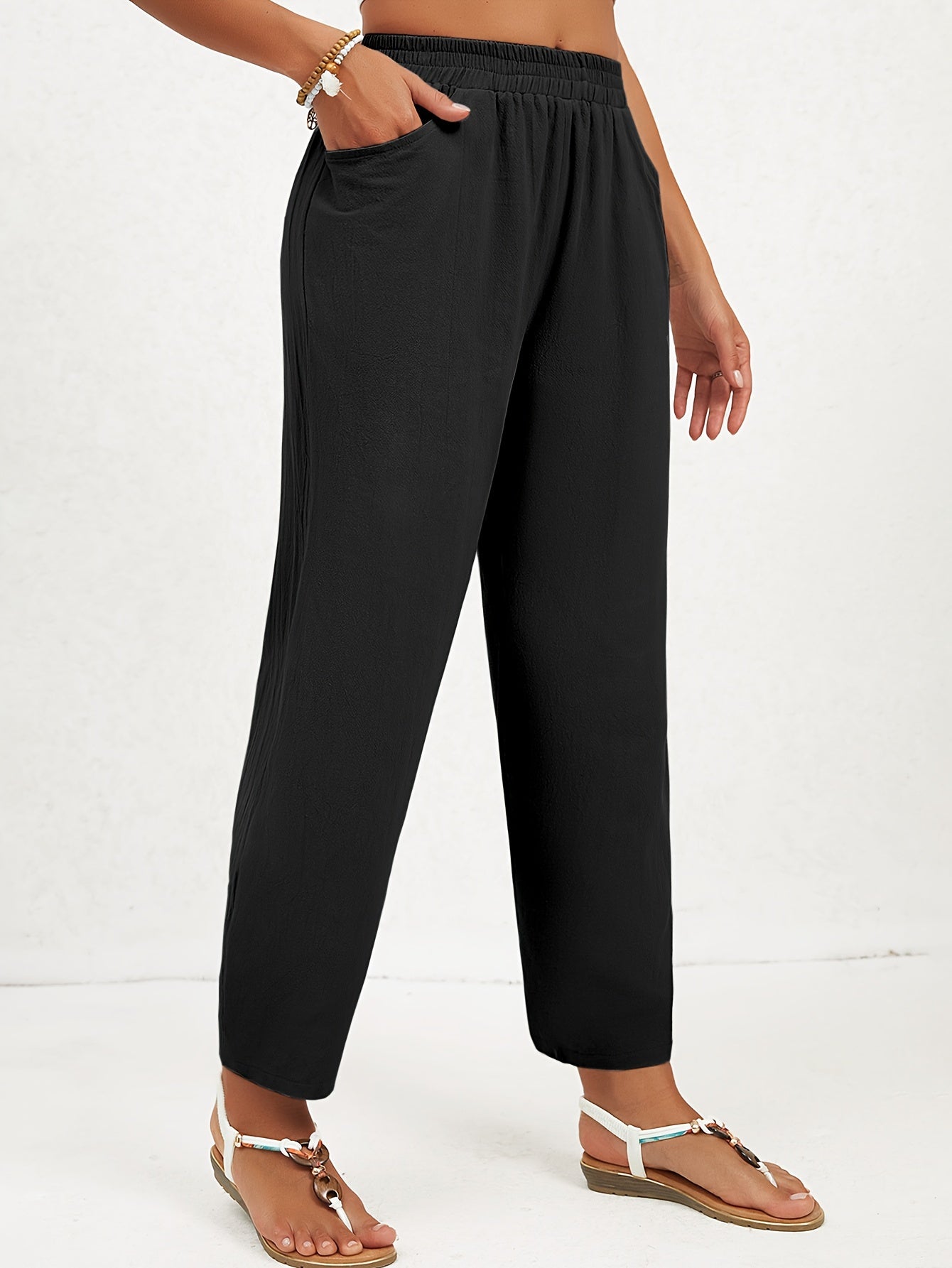Jasmin - Casual effen straight leg dames broek met hoge taille