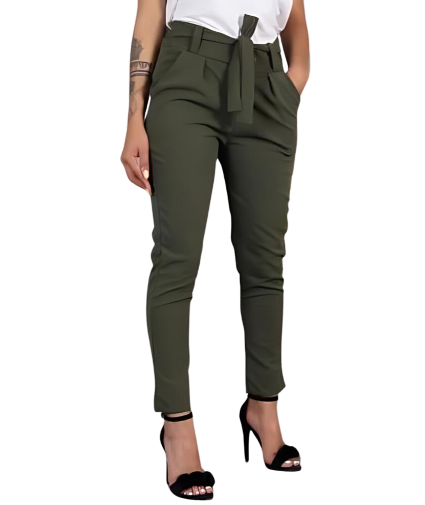 Louisa - Elegante linnen slim leg dames broek met koord